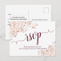 RSVP de Casamento de Lace Dourado da Caligrafia Bu