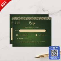 RSVP De Casamento De Lugar Dourado Verde Para Comp