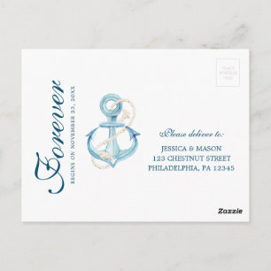 Cartão postal RSVP de Casamento de Marinho Náutico