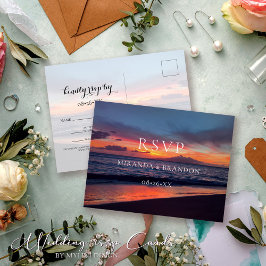 Cartão postal RSVP de Casamento de Praia Romântica