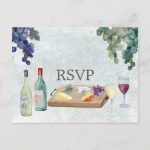 Cartão Postal RSVP de Casamento de Provandos de Vinho