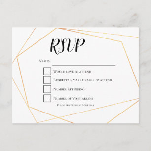 Cartão Postal RSVP de Casamento de Quadros Geométricos Simples e