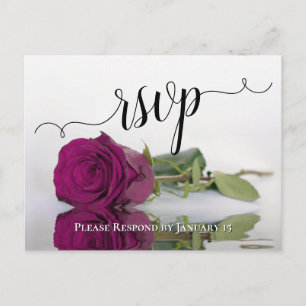 Cartão Postal RSVP de Casamento de Rosa Magenta Refletindo Elega