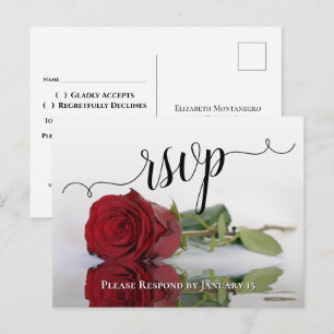 Cartão Postal RSVP de Casamento de Rosas vermelhas Romântica