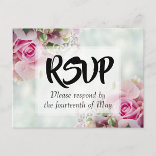 Cartão Postal RSVP de Casamento de Rose Bouquet Rosa Floral Rosa