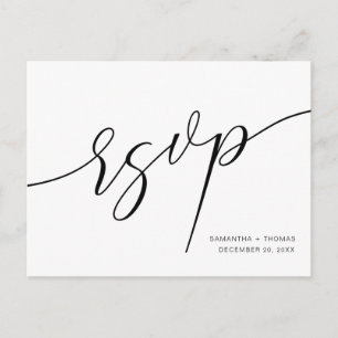 Cartão postal RSVP de Casamento de Script Clássico