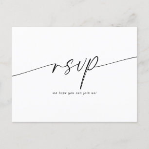 Cartão Postal RSVP de Casamento de Script Minimalista Elegante