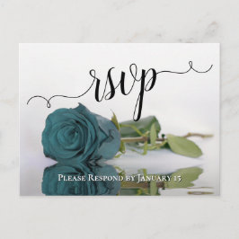 Cartão Postal RSVP de Casamento de Teal Rosa Chic Refletindo Ele