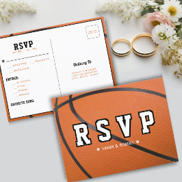 Cartão Postal RSVP de Casamento do Esporte de Basquete