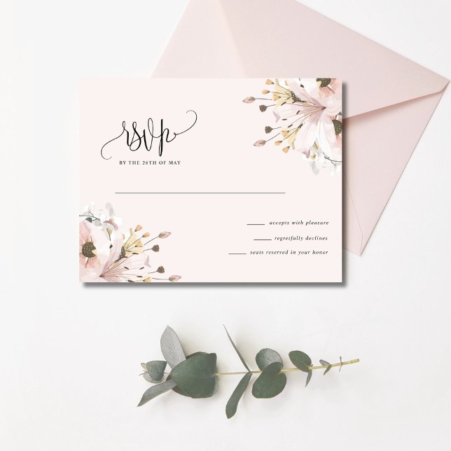 Cartão Postal RSVP de Casamento do Jardim Floral Rosa Elegante (Elegant Pink Floral Garden Wedding RSVP Postcard)