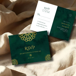 Cartão Postal RSVP de Casamento do Ornamentado Dourado Real Emer