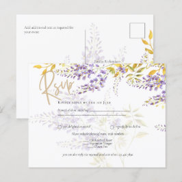 Cartão postal RSVP de Casamento Dourado de Wisteri