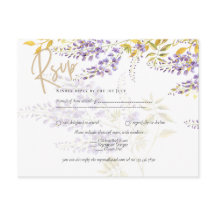 Cartão postal RSVP de Casamento Dourado de Wisteri