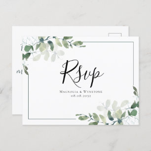 Cartão postal RSVP de Casamento Eucalyptus