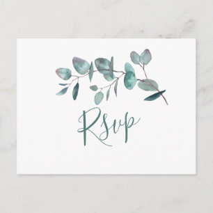 Cartão Postal RSVP de Casamento Eucalyptus Simplesmente Elegante