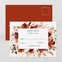 RSVP de Casamento Floral Outono em Laranja Queimad