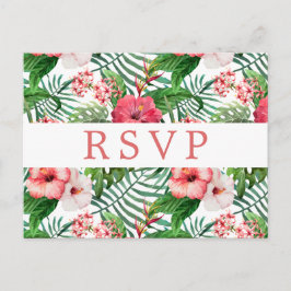Cartão Postal RSVP de Casamento Floral Tropical