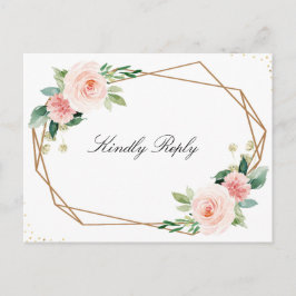 Cartão Postal RSVP de Casamento Florestal de Blush Geométrico Pi