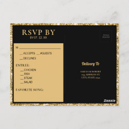 Cartão Postal RSVP de Casamento Inicial do Monograma da Largura 