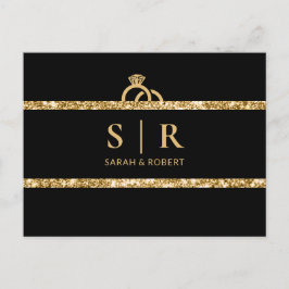 Cartão Postal RSVP de Casamento Inicial do Monograma da Largura 