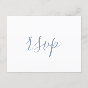 Cartão Postal RSVP de Casamento Minimalista de Azul Moderno