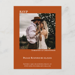 Cartão Postal RSVP de casamento minimalista moderno laranja ferr