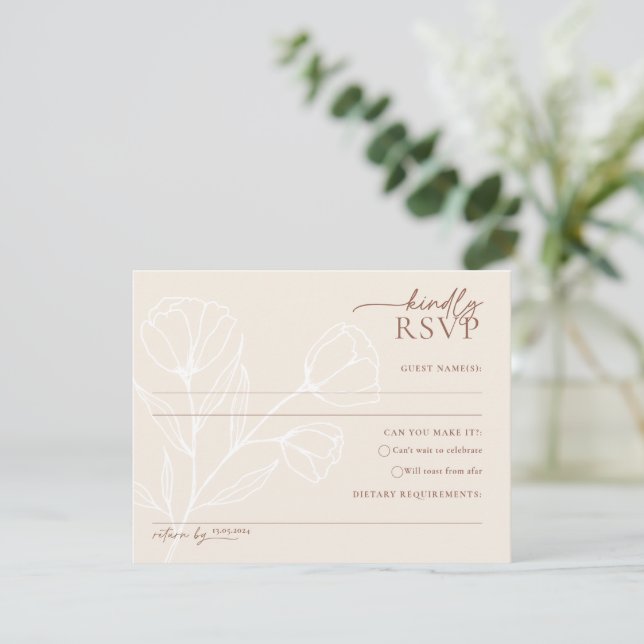 Cartão postal RSVP de Casamento Minimalista PEYTON (Em pé/Frente)