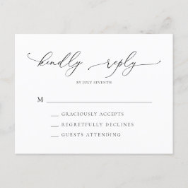 Cartão Postal RSVP de Casamento Minimalista Preto e Branco
