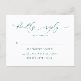 Cartão Postal RSVP de Casamento Moderno Minimalista de Teal Verd