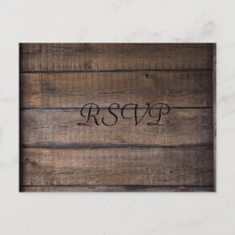 Cartão Postal RSVP de Casamento Negro & Brown Russo Moderno Simp