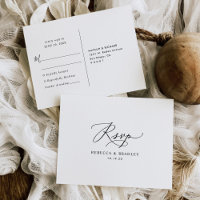 RSVP de Casamento Negro e Branco moderno minimalis