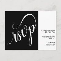 RSVP de Casamento Preto e Branco Minimalista Elega