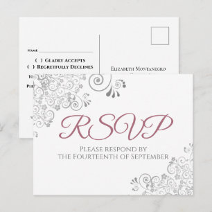Cartão Postal RSVP de Casamento Simples de Rosa de Chic Dusty Si