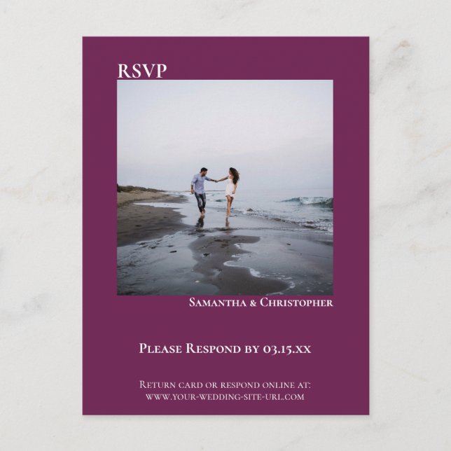 Cartão Postal RSVP de Casamento Simples do Gabinete Moderno de F (Frente)