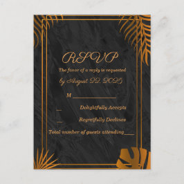 Cartão Postal RSVP de Casamento Tropical de Frame Geométrico de 