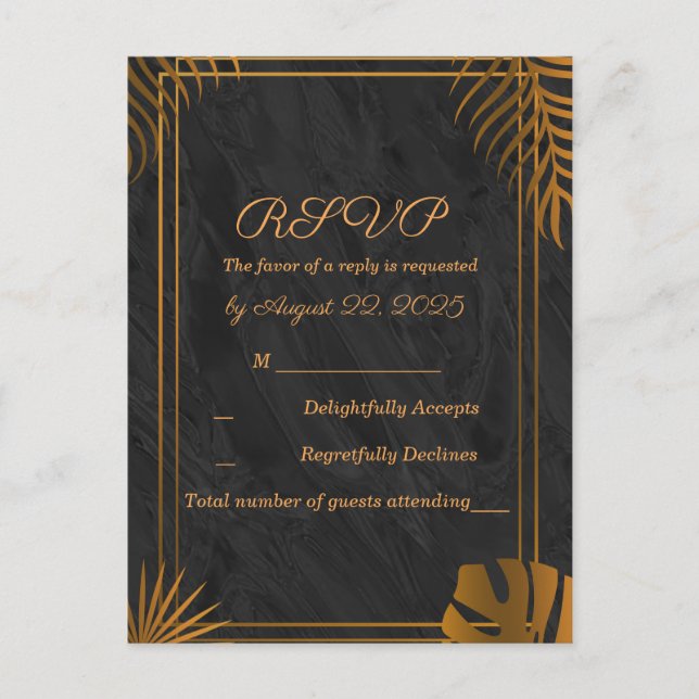 Cartão Postal RSVP de Casamento Tropical de Frame Geométrico de  (Frente)