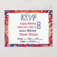 RSVP de Casamento Único do Casal Anime Floral