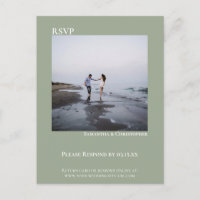 RSVP de Casamento Verde do Moderno de Foto Minimal