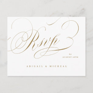 Cartão Postal RSVP de casamento vintage de caligrafia clássica