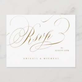 Cartão Postal RSVP de casamento vintage de caligrafia clássica e