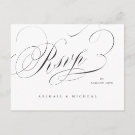 Cartão Postal RSVP de casamento vintage de caligrafia clássica e