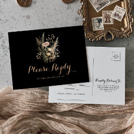 Cartão-postal RSVP de Escolha de Menu Floral Selva