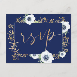 Cartão Postal RSVP de Escolha de Refeição de Casamento Azul do M