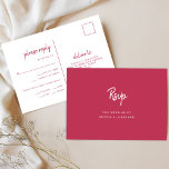 Cartão Postal RSVP de Escolha de Refeição de Casamento de Script<br><div class="desc">Estes cartões postais elegantes e minimalistas de resposta ao casamento apresentam a tipografia moderna do roteiro e texto limpo, sans serif para um simples e na moda magenta, vermelho e branco design que você vai adorar. Há espaço para adicionar suas opções de hóspedes para a escolha da refeição ou a...</div>