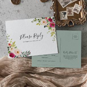 Cartão-postal RSVP de Escolha do Menu Leve Verde