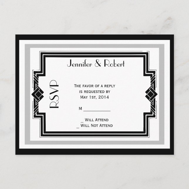 Cartão postal RSVP de Quadro de Deco de Arte Branc (Frente)