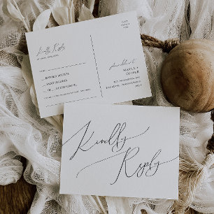 Cartão Postal RSVP de Solicitação de Música de Script Minimalist