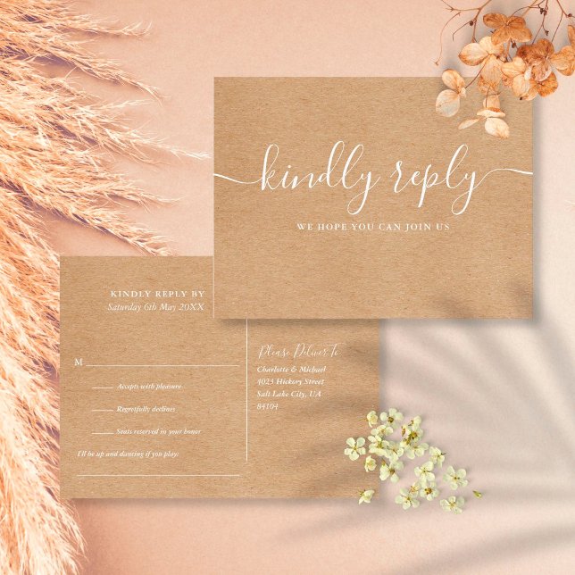 Cartão postal RSVP de Solicitação de Música Kraft  (Criador carregado)