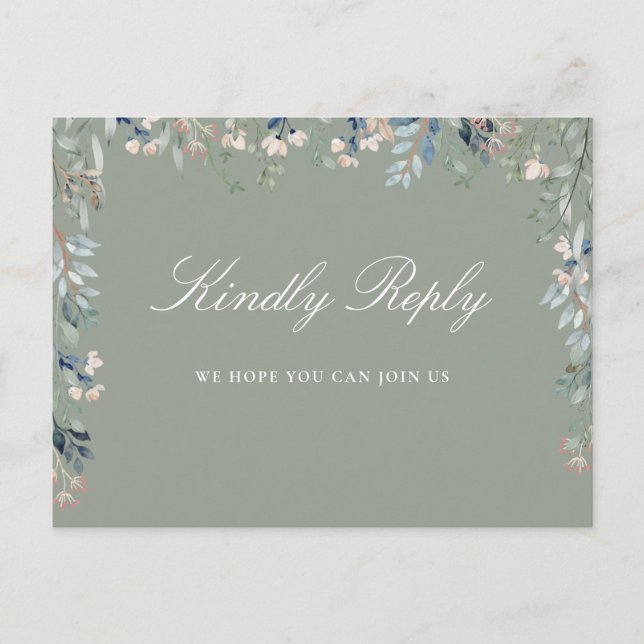 Cartão postal RSVP de Solicitação de Música Verde  (Frente)