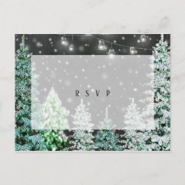 cartão postal rsvp do natal do casamento no invern